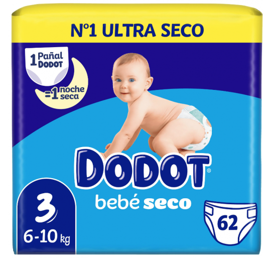 PAÑAL DODOT BEBE SECO T3 62U