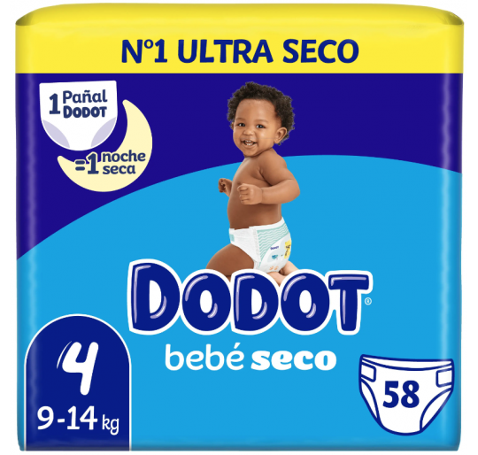 PAÑAL DODOT BEBE SECO T4 58U