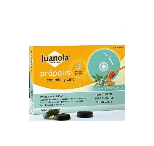 JUANOLA PROPOLIS MIEL Y ZINC 24 PASTILLAS DE GOM