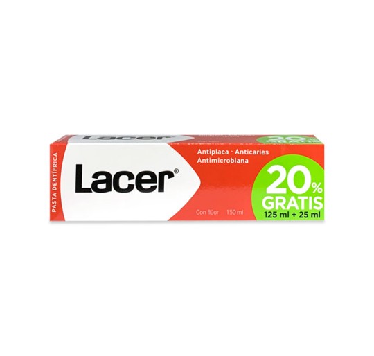 LACER PASTA CON FLUOR 150ML (125ML+25ML GRATIS)