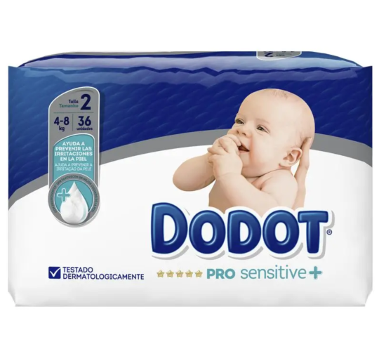 PAÑAL DODOT PRO SENSITIVE+ T2 4-8KG 36U
