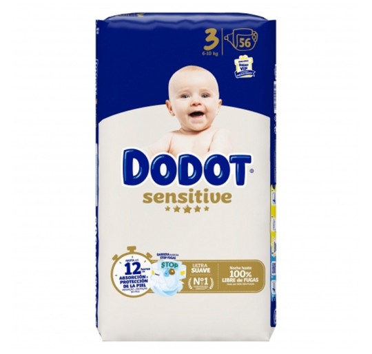 PAÑAL DODOT SENSITIVE T3 6-10KG 56 UNIDA